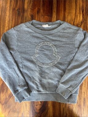 Moncler Heather Gray Embroidered Logo Crewneck